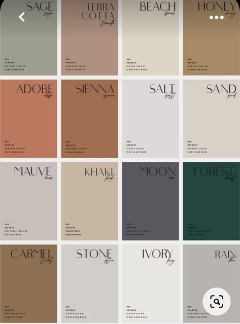 Apartment Color Palette, Yoga Branding Design, Magnolia Homes Paint, Earth Tone Palette, Interior Design Color Schemes, Wedding Farm, Pantone Palette, Cool Color Palette, Hex Color Palette