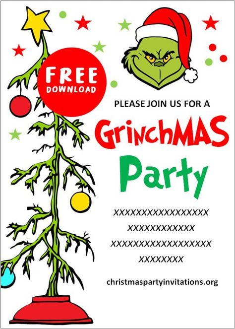 Grinch Christmas Invitations Christmas Invitations Country Christmas Invitations, Free Christmas Invitation Templates, Christmas Party Invitations Free, Party Invitations Templates, Christmas Party Invitations Printable, Birthday Party Invitations Free, Diy Christmas Party, Grinch Christmas Party, Fun Christmas Party Games