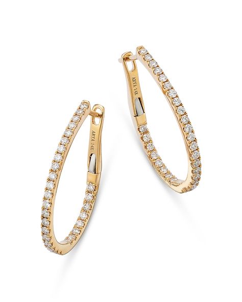 Find BLOOMINGDALE'S Diamond Inside Out Oval Hoop Earrings In 14k Yellow 0.75 Ct. T. W on Editorialist. Bloomingdale's Diamond Inside Out Oval Hoop Earrings in 14K Yellow Gold, 0.75 ct. t.w. Oval Jewelry, Oval Hoop Earrings, Medium Hoop Earrings, Oval Earring, Diamond Hoop Earrings, Pricing Jewelry, Pave Diamonds, White Gold Diamonds, Gold Diamond