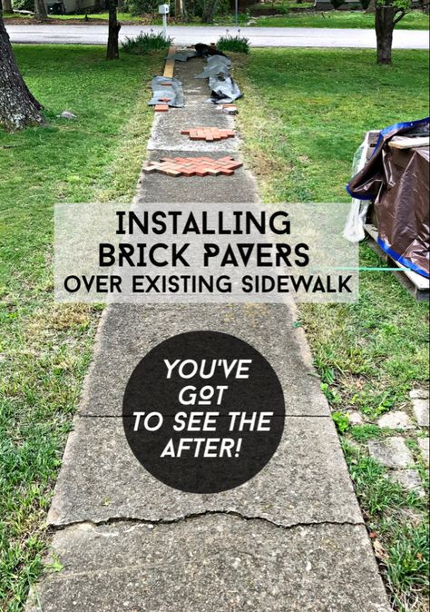 Walkway Diy, Pavers Over Concrete, Brick Sidewalk, Landscape Walkway, Modern Decorating, Diy Landscape, Brick Walkway, Concrete Walkway, Paver Walkway