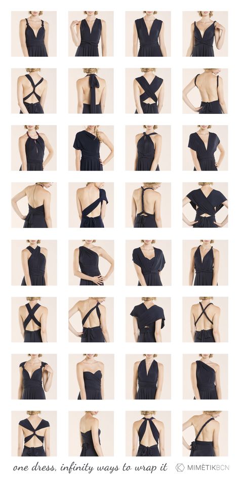 Do you need to know how to wrap your infinity dress? here see more than 20 styles! Backless, one shoulder, strapless, asymetrical, sleeves, V neckline, ¿Quieres saber cómo ajustar su vestido convertible? mira aquí más de 20 estilos! http://mimetikbcn.com/e-shop/ Infinity Dress Styles, Vestido Convertible, Multiway Dress, Multi Way Dress, How To Wrap, Diy Vetement, Fashion Vocabulary, Infinity Dress, Convertible Dress