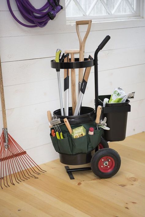 garden designs gardening design garden landscaping garden decor ideas garden inspiration Garden Tool Caddy, Closet Racks, Mobile Garden, Shelf Closet, Tool Caddy, Shed Organization, Yard Tools, Bottle Tree, Storage Caddy