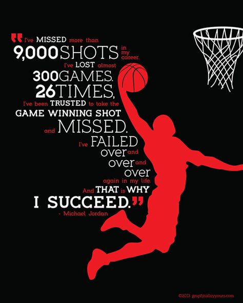 Succeed - Typographic design of Michael Jordan quote on Behance Basketball Quotes Inspirational, Michael Jordan Quotes, Jordan Quotes, Basketball Motivation, Bola Basket, Buku Harry Potter, Basketball Is Life, Basketball Quotes, Typographic Poster