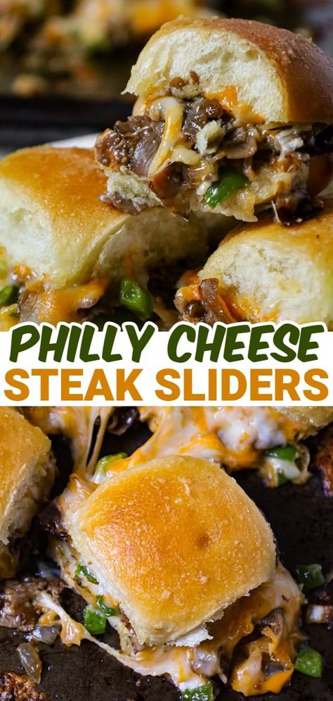 Essen, Cheese Steak Sliders, Steak Sliders, Philly Cheesesteak Sliders, Easy Slider Recipes, Roast Beef Sliders, Cheesesteak Sliders, Philly Cheese Steak Sliders, Slider Sandwiches