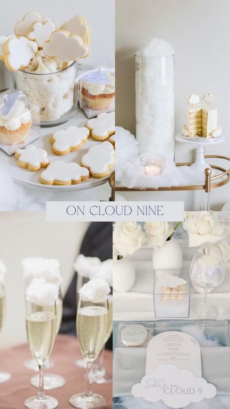 Cloud Nine Theme, Cloud Baby Shower Theme, Bridal Shower Themes, Engagement Party Themes, Gross Things, Cloud Party, Cloud Theme, Bridal Shower Inspo, Baby Shower Theme Decorations