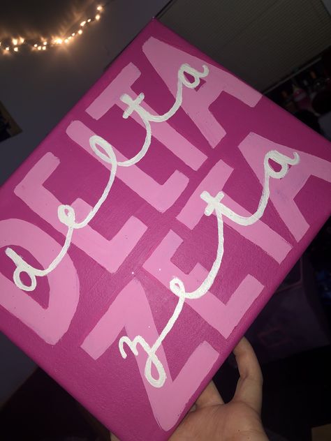 Delta Zeta Letters Painted, Dz Canvas Painting, Sorority Canvas Paintings Delta Zeta, Delta Zeta Painting Canvases, Delta Zeta Canvas Painting, Kd Painting, Delta Zeta Painting, Adpi Paintings, Delta Zeta Canvas