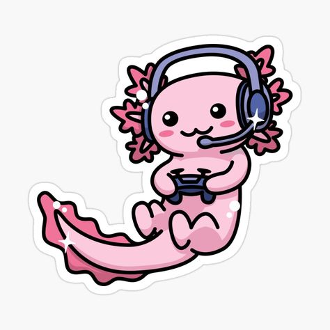 Axolotl Stuff, Axolotl Stickers, Video Game Stickers, Gamer Stickers, Video Game Bedroom, Kawaii Axolotl, Axolotl Cute, Kawaii Sticker, Stationary Supplies