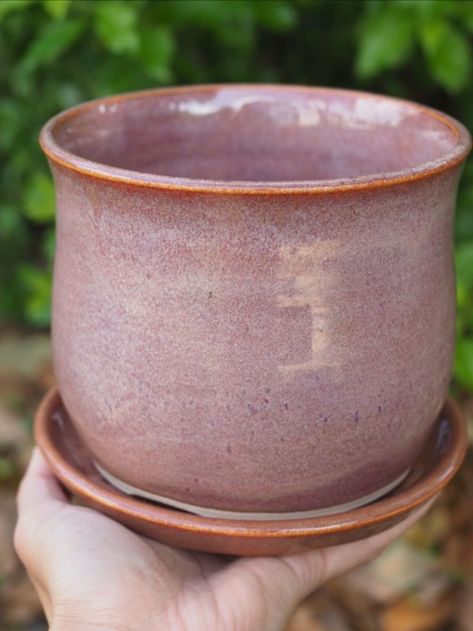 Handmade Ceramic Planters, Purple Mauve, Orange Tones, Hand Thrown Pottery, Ceramic Plant Pots, Reddish Orange, Thrown Pottery, Pottery Planters, Succulent Planter