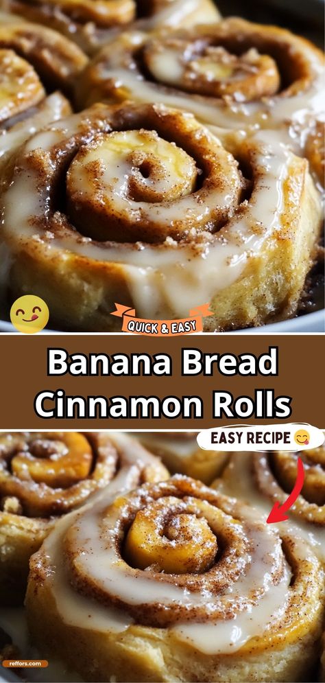 Imagine the sweet aroma of banana bread merging with the gooey goodness of cinnamon rolls. That's exactly what our Banana Bread Cinnamon Rolls offer—a delightful twist to your morning routine. Perfect for brunch or a cozy Sunday breakfast, these rolls combine ripe bananas and a tantalizing cinnamon swirl, topped off with a creamy glaze that melts in your mouth. #BananaBreadRolls #CinnamonDelight #BrunchFavorite Soft Breakfast, Amazing Banana Bread, Banana Bread Cinnamon Rolls, Banana Bread Cinnamon, Bread Cinnamon Rolls, Banana Recipes Easy, Healthy Cinnamon Rolls, Ripe Banana Recipe, Bread Cinnamon