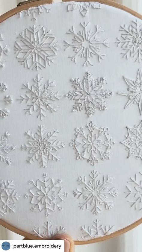 Embroidered Home Decor, Practical Embroidery Projects, Snowflake Embroidery Pattern Free, Snowflake Embroidery Pattern, Hand Embroidery Snow Flakes, Embroidery Snowflake Patterns Simple, Embroider Snowflake, Simple Snowflake Embroidery Patterns Xmas, Embroidery Cards Pattern Free Printable Christmas