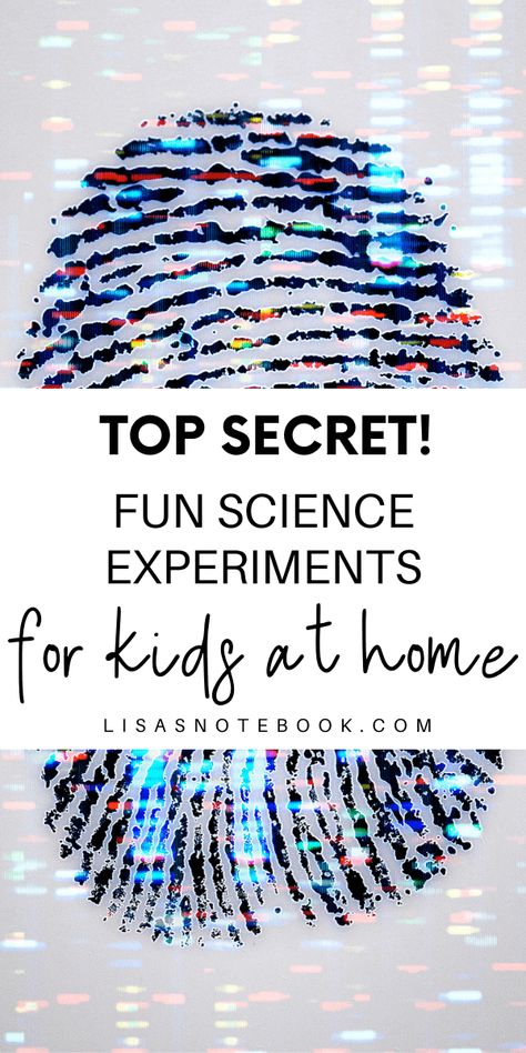 Spy Science Experiments, Rainy Day Science Activities For Kids, Stem Experiments Elementary, Science Experiments Kids Elementary Project Ideas, Fingerprint Activities For Kids, Activities For 9 Year Boys, Pre K Science Experiments, Cool Activities For Kids, Quick Science Experiments For Kids