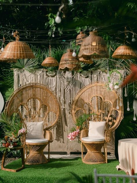 Wedding Rattan, African Wedding Theme, Filipiniana Wedding Theme, Bohemian Wedding Decor, Rattan Decor, Filipiniana Wedding, Filipino Wedding, Stile Boho Chic, African Theme