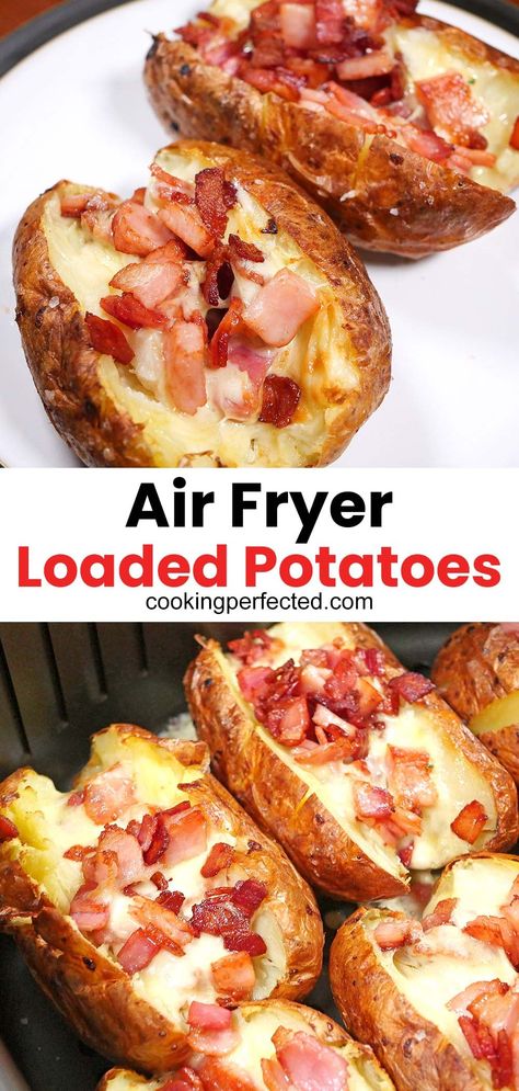 Air Fry Potatoes, Air Fryer Baked Potato, Perfect Baked Potato, Making Baked Potatoes, Air Fryer Oven Recipes, Baked Potato Recipes, Air Fry Recipes, Air Fryer Dinner Recipes, Potato Side Dishes