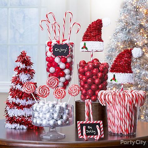 Candy Cane Christmas Decorations | Party City Christmas Candy Bar, Christmas Party Candy, Work Christmas Party, Peppermint Christmas, Christmas Birthday Party, Office Christmas Decorations, Candy Christmas Decorations, Office Christmas, Christmas Party Decorations