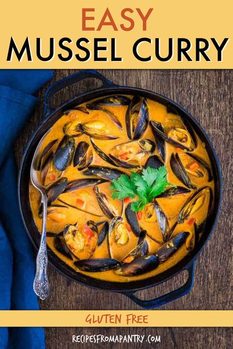 Curry Mussels, Seafood Curry, Red Curry Sauce, Mussels Recipe, Shellfish Recipes, Curry Dishes, Fish Curry, Gf Recipes, Coconut Curry