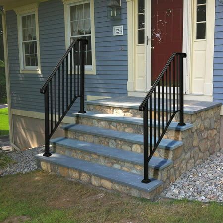 Exterior Stair Railing, Composite Railing, Outdoor Handrail, Patio Stairs, Outdoor Stair Railing, Front Porch Steps, Wrought Iron Handrail, Front Stairs, External Staircase