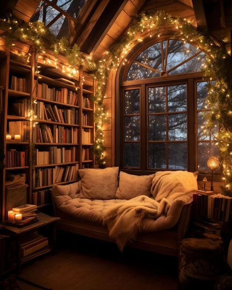 A Christmas State of Mind (@achristmasstateofmind) • Instagram photos and videos Library Room Cozy, Home Library Room, Cozy Library Room, Library Core, Elena Core, Chic Library, Colorful Library, Contemporary Library, Home Library Aesthetic