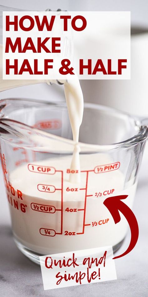 Half And Half Substitute, Heavy Cream Recipes, Baking Conversion Chart, Milk Substitute, Half And Half Recipes, Baking Conversions, Baking Secrets, Cooking Substitutions, Homemade Pantry