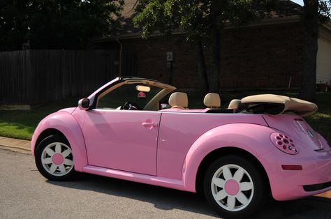 pink VW Beetle    I love it! Pink Mini Coopers, Pink Vw Beetle, Pink Volkswagen Beetle, Pink Beetle, Volkswagen Beetle Convertible, Pink Convertible, Bug Car, Volkswagen New Beetle, Car Deco