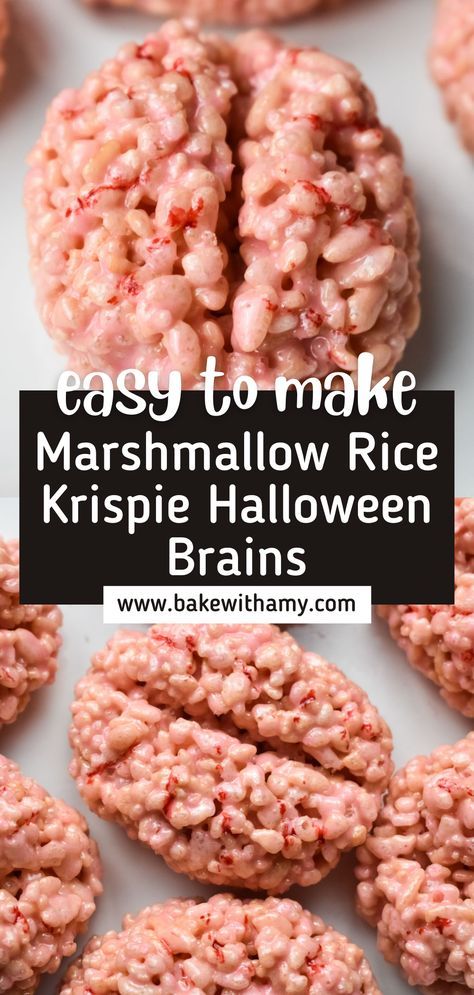 Brains Rice Krispie Treats, Cool Halloween Snacks, Rice Krispie Brain Treats, Summerween Snack Ideas, Brain Rice Crispy Treats, Rice Krispie Treat Brains, Rice Crispy Brains, Halloween Treats Rice Krispies, Halloween Party Rice Crispy Treats