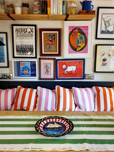 Knock Knock With Eppie Thompson. Common Room, Built In Furniture, Got Engaged, Striped Cushions, Up House, Eclectic Art, Christmas Home Decor, Studio Space, House Hunting