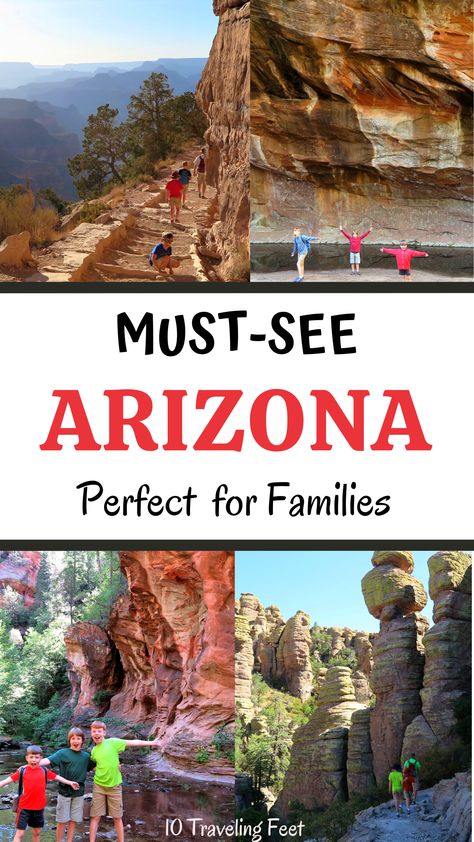 Arizona Bucket List Sites! Perfect for an Arizona Road Trip, Family Vacation or Weekend Getaway to Arizona. Kid-friendly sites and easy hikes with awe-inspiring scenery. Don't Miss these Fantastic Destinations! Az Day Trips, Family Trip To Arizona, Arizona With Kids Things To Do, National Parks In Arizona, Southern Arizona Travel, Road Trip Arizona, Arizona Tourist Attractions, Arizona Travel Places To Visit, Arizona Family Vacation