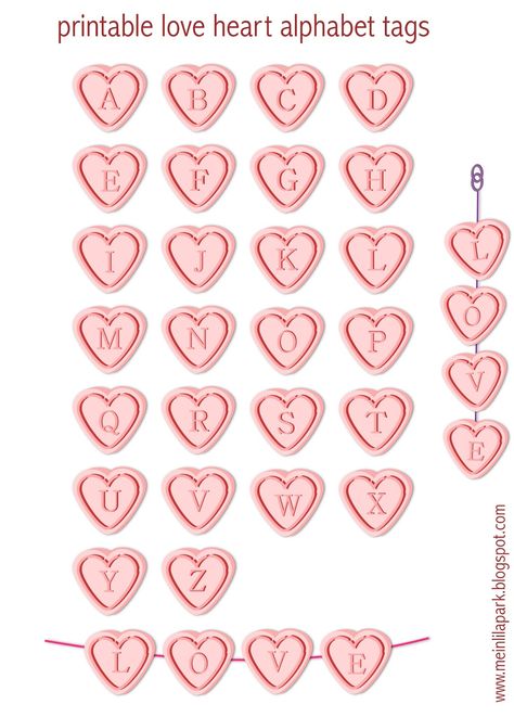 FREE printable candy heart alphabet letter tags | #ValentinesDay Alphabet Tag, Heart Alphabet, Free Printable Alphabet, Sticker Printable, Free Printable Planner Stickers, Printable Alphabet Letters, Printable Alphabet, Alphabet Stickers, Scrapbooking Stickers