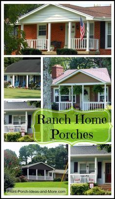 We have lots of pictures of ranch hones with porches at From Front-Porch-Ideas-And-More.com #ranchhome Extending A Front Porch, Add Front Porch To House Ranch Style, Ranch Front Porch Ideas, Narrow Porch, Red House Exterior, Front Porch Remodel, Detailed House, Front Porch Addition, Porch House