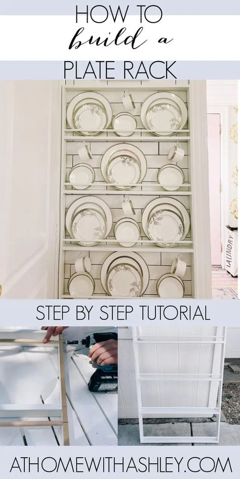 Wall Plate Rack Plans, How To Make A Wall Mounted Plate Rack, Wooden Plate Rack Diy, Plate Racks Wall Display Kitchens, Wall Mount Platter Rack, Wall Hung Plate Rack, Wall Platter Display, Plate Rack Diy How To Build, Diy Wooden Plate Display Stand