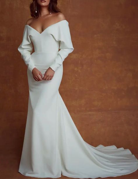 Satin Mermaid Wedding Dress, Sarah Seven, Mermaid Wedding Dresses, Wedding Gowns Mermaid, Best Wedding Dresses, Dress Measurements, Wedding Dress Long Sleeve, Dream Wedding Dresses, Gown Wedding Dress