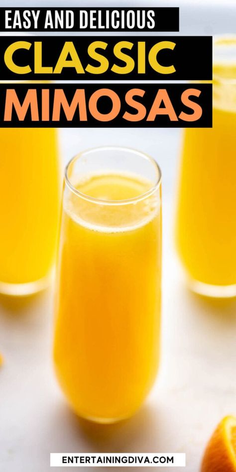 Classic Mimosa Recipe (With A Non-Alcoholic Option) | Food  Drink Dirty Drinks, Mom Drinks, Non Alcoholic Mimosa, Classic Mimosa, Bartender Recipes, Easy Cocktail Recipe, Expensive Champagne, Housewarming Ideas, Sparkling Grape Juice