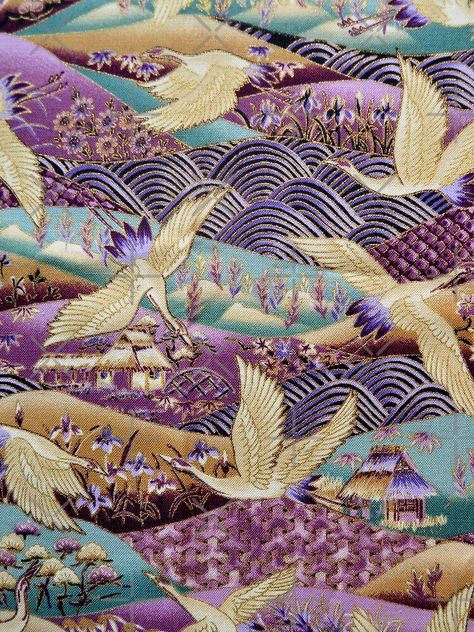 "Japanese Crane kimono style embroidered pattern" Scarf by RaionKeiji | Redbubble Japanese Haiku, Japanese Bird, Japanese Crane, Tokyo Skytree, Tokyo Dome, Crane Bird, Kimono Pattern, Bird Art Print, Japanese Textiles