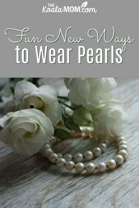 How To Wear Pearls Casual Outfit, Pick A Pearl, How To Tie Pearl Necklace, How To Style Pearl Necklace Outfit, Wearing Pearls With Jeans Casual Outfits, Jeans And Pearls Outfit, Pearls With Black Dress, How To Style A Pearl Necklace, Pearl Outfit Casual