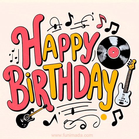 Happy birthday GIF with music Happy Birthday Musical Images, Musical Happy Birthday Wishes, Happy Birthday With Music, Birthday Giphy, Musical Birthday Wishes, Happy Birthday Gif Songs Music, Free Animated Birthday Cards, Happy Birthday Music Notes, Happy Birthday Guitar