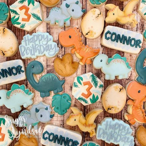 Three Rex Birthday Cookies, 3 Rex Cookies, Three Rex Cookies, T Rex Cookies, Three Rex Birthday Party Boy, Dino Cookies, Dinosaur Cookies, Baby Dino, Dino Party