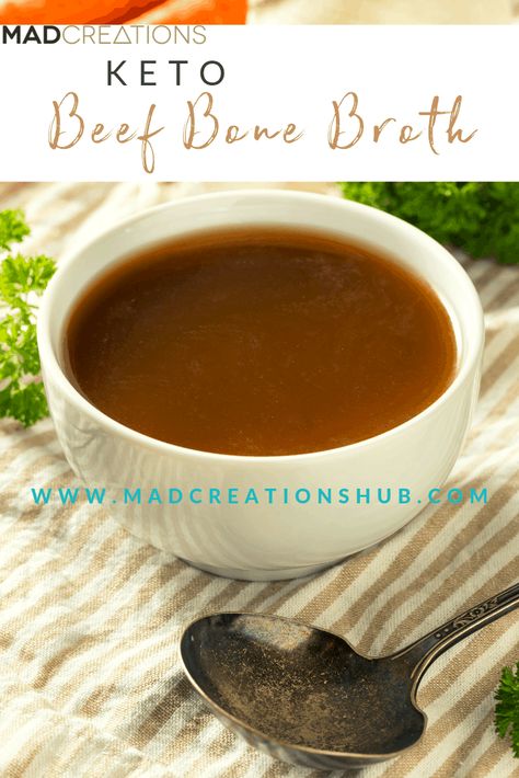 Mad Creations Beef Bone Broth is the perfect beef bone broth to enjoy on the ketogenic diet. #ketobonebroth #ketoforbeginners #ketosoups #ketodietessentials #ketofastingrecipes Beef Broth Substitute, Homemade Beef Broth, Bone Broth Recipe, Beef Bone Broth, Keto Friendly Desserts, Beef Bones, Broth Recipes, Homemade Beef, Beef Soup