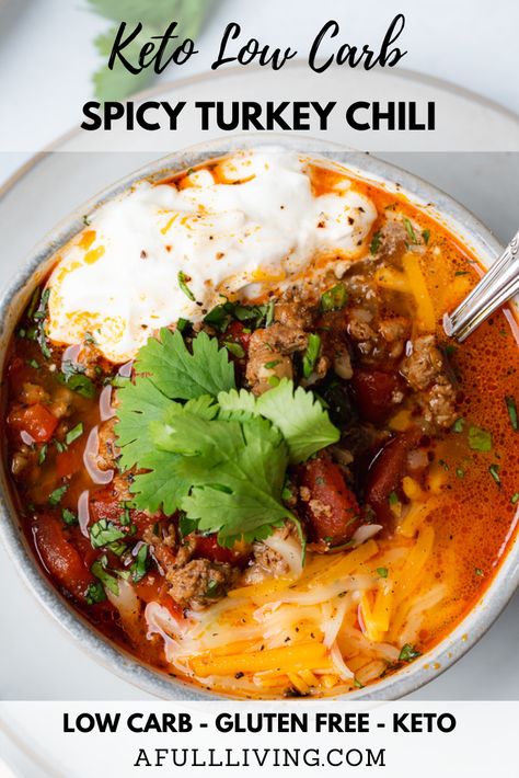 Keto Turkey Chili, Turkey Chilli Recipe, Low Carb Chilli, Spicy Turkey Chili Recipe, Spicy Turkey Chili, Turkey Chili Recipe Easy, Chili Turkey, Turkey Chilli, Low Carb Chili Recipe