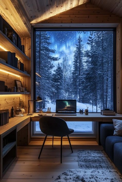 Northern Light Study Northern Lights Interior Design, Northern Lights Cabin, Nordic Cabin Interior, Scandinavian Mudroom, Mountain Bathroom, Study Designs, Cabin Interior Ideas, Nordic Cabin, Brighter Bedroom