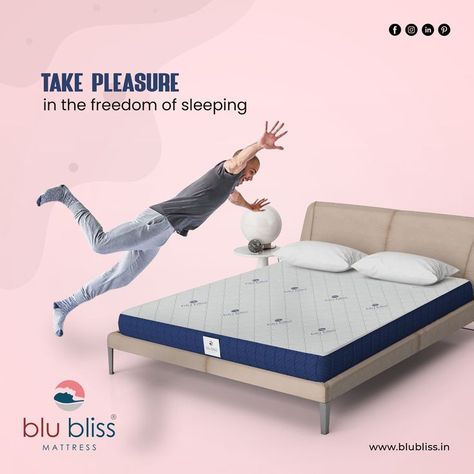 Take pleasure in the freedom of Sleeping . For more information visit: www.blubliss.in #Blublissmattress #mattress #sleep #bestsleepever #bed #bedroom #bedroomdesign #bedroomideas Mattress Poster, Mattress Ads, Creative Beds, Chocolate Logo, Mattress Bed, Store Layout, Memory Foam Mattress Topper, Bed Bedroom, Furniture Design Living Room