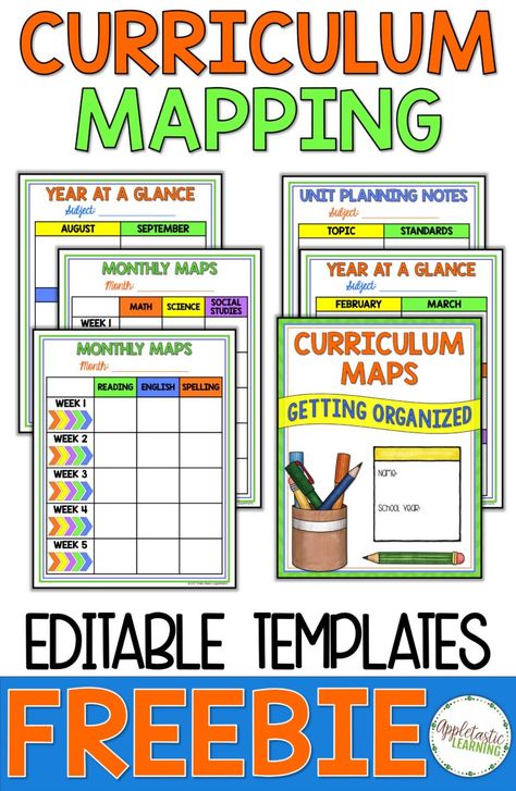 Curriculum Mapping - Getting Started with a Free Curriculum Map Template - Appletastic Learning Curriculum Mapping Template, Curriculum Template, Learning Maps, Curriculum Map, March Math, High School Lesson Plans, Elementary Curriculum, School Lesson Plans, Map Template