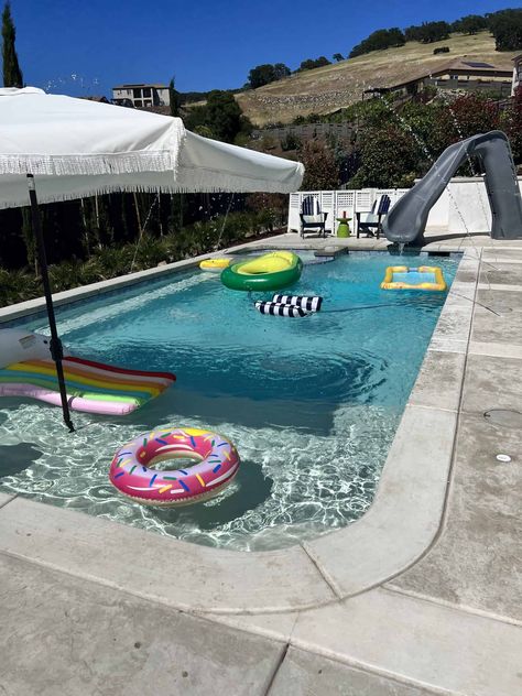 Inground Pool Ideas Simple, Simple In Ground Pool Ideas, Inground Pool Ideas With Slide, Basic Inground Pools, Basic Pools Backyard Inground, 14x28 Inground Pool, 12x24 Pool Inground, Underground Pool Ideas Backyards, Latham Pool Liners Inground