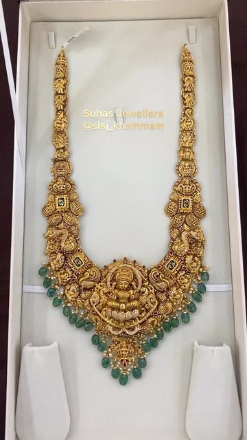 3 In 1 Haram Designs, Temple Jewellery Long Haram, Antique Gold Jewelry Indian Necklaces, Nakshi Haram Designs, Gold Long Chain Designs, Long Chain Designs Gold, Long Necklace Gold Indian, Long Haram Gold Jewellery Designs, Big Earrings Gold