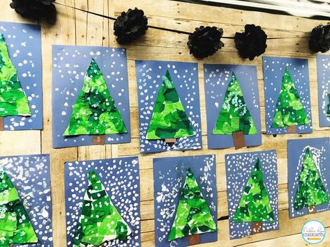 Winter Tree Crafts, Trees Craft, Natalie Lynn, Winter Crafts Preschool, Green Tissue Paper, December Crafts, Christmas Art Projects, Winter Art Projects, Preschool Christmas Crafts