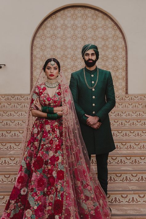 This Indian bride got married in the same Sabyasachi lehenga as Deepika Padukone's in LA | Vogue India Sabyasachi Lehenga Bridal, Sabyasachi Bride, Sabyasachi Lehenga, Bridal Lehenga Collection, Indian Bridal Lehenga, Bridal Lehenga Red, Red Lehenga, Indian Bride And Groom, Indian Bridal Dress