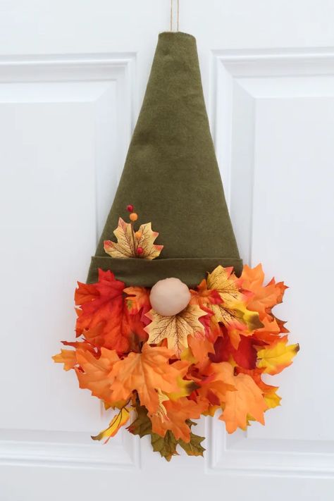 How to Make a Cute Fall Gnome Door Decoration - HubPages Gnome Door Decoration, Popular Home Decor, Fall Decor Wreaths, Gnome Door, Fall Gnome, Full Beard, Welcome Friends, Gnomes Crafts, Door Decoration