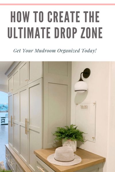 Get your mudroom organized with this complete guide, including tips for an efficient and well designed drop zone.  #mudroom #bootroom #organizedhome #organizing Lockers With Drop Zone, Must Have Mudroom Ideas, Small Narrow Mudroom Ideas, Mudroom With Drop Zone, Mudroom Catch All, Drop Zone With Cabinets, Family Drop Zone Entryway, Mini Drop Zone, Drop Zone Cabinet Ideas