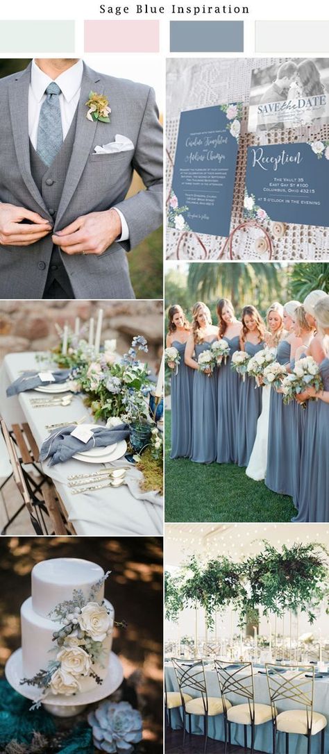 Slate Blue Wedding, Rustic Wedding Decorations, Blue Wedding Inspiration, Light Blue Wedding, Gray Wedding, Spring Wedding Colors, Blue Themed Wedding, Wedding Colors Blue, Dusty Blue Weddings