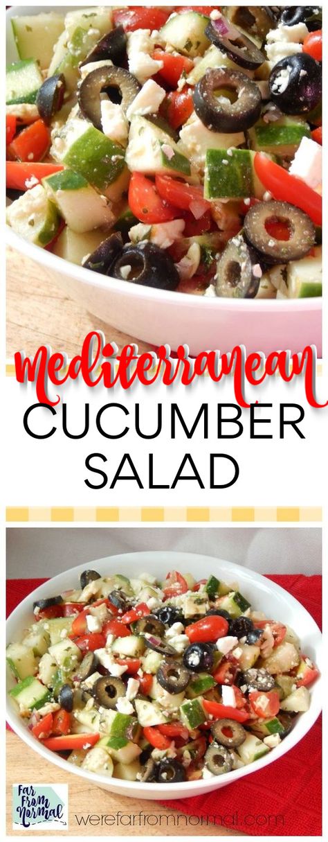 Mediterranean Cucumber, Mediterranean Cucumber Salad, Mediterranean Flavors, Cucumber Diet, Resep Salad, Low Carb Salad, Resep Diet, Cucumber Recipes, Fun Salads