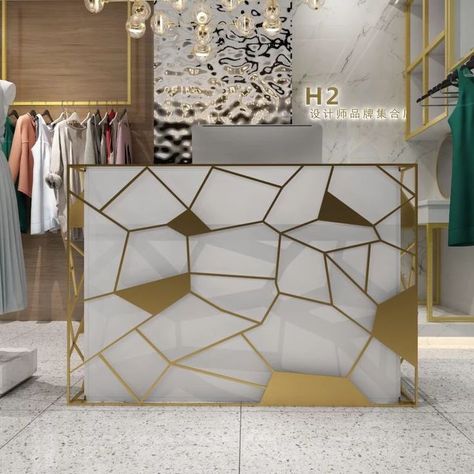 Small Botique Interiors Ideas, Small Reception Desk Design, Store Cashier Counter, Botique Interiors Ideas, Cashier Counter Design, Cash Counter Design, Store Cashier, Botique Interiors, Office Counter Design