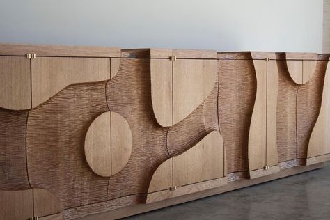 Casey Johnson Studio on Instagram: "10’ Long Canyon Console for @pembrookeandives Hand-carved Quarter-sawn White Oak. • • • #caseyjohnsonstudio #designlovers #interiordesign #collectibledesign" Casey Johnson, Lotus Sculpture, California Home Design, Exclusive Homes, Quarter Sawn White Oak, Cnc Design, Natural Walnut, Google Lens, California Homes